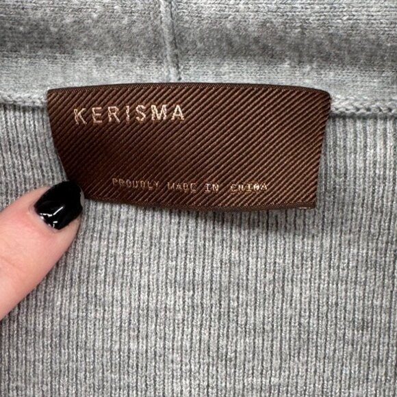 Kerisma Ribbed Open Front Cardigan 3/4 Sleeves Gray Size S/M - Picture 3 of 5